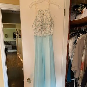 Blue beaded prom dress